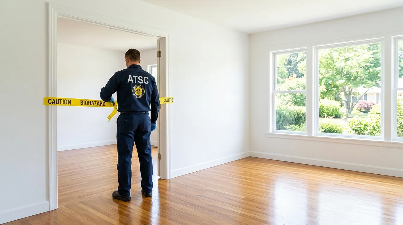 Certified biohazard cleanup crew performing Decomposition Cleanup in York